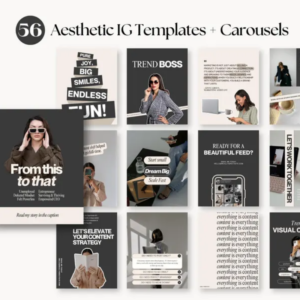aesthetic carousel templates for smm instagram, minimal canva instagram templates for social media manager, personal brand, content creators