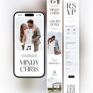 all in one wedding invitation website template with rsvp map music and registry